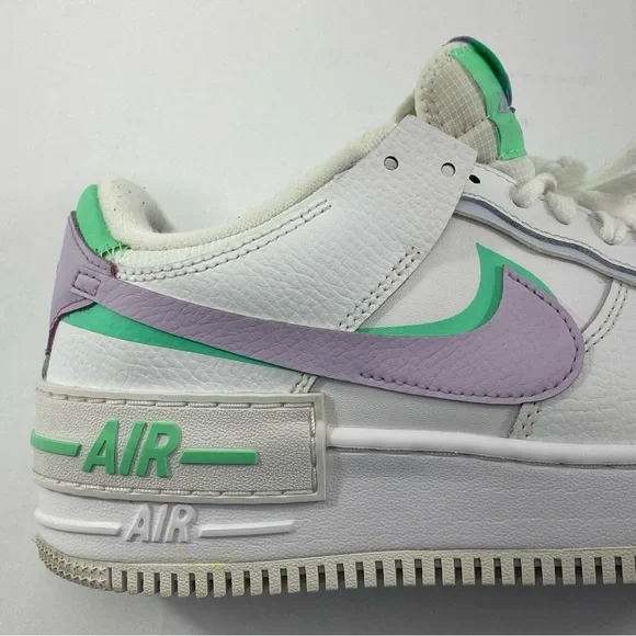 NIKE AIR FORCE 1 #CU8591-103 Shadow White Green Purple Sneakers Women’s 9.5 - Picture 9 of 14